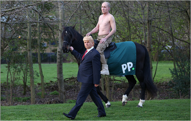 Paddy Power promotes Cheltenham Festival Via Prosthetic Putin & Trump Park PR Stunt