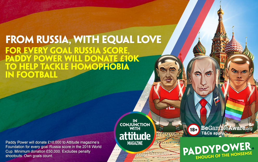 Paddy Power Donates LGBT Cash For Host Nation Goals In ‘Rainbow Russians – From Russia With Equal Love’